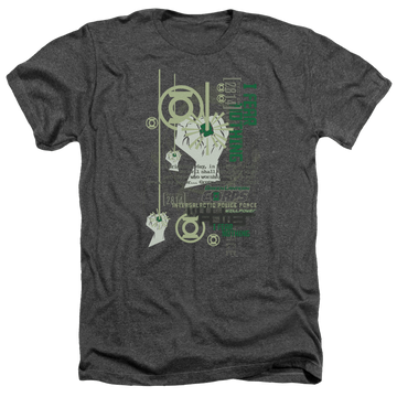 Charcoal men's heather t-shirt with Green Lantern Core Strength graphic