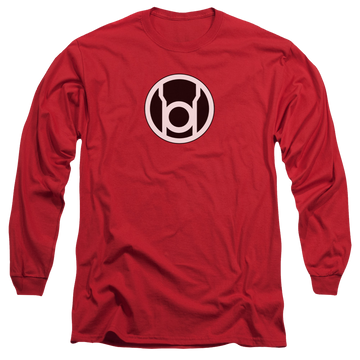 Red men's long sleeve t-shirt with Green Lantern Red Lantern Logo graphic