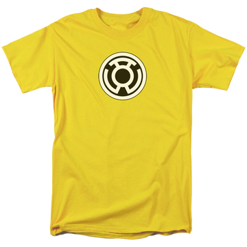 Yellow men's regular fit t-shirt with Green Lantern Sinestro Corps Logo graphic
