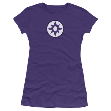 Purple juniors t-shirt with Green Lantern Star Sapphire Logo graphic