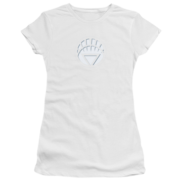 White juniors t-shirt with Green Lantern White Lantern Logo graphic