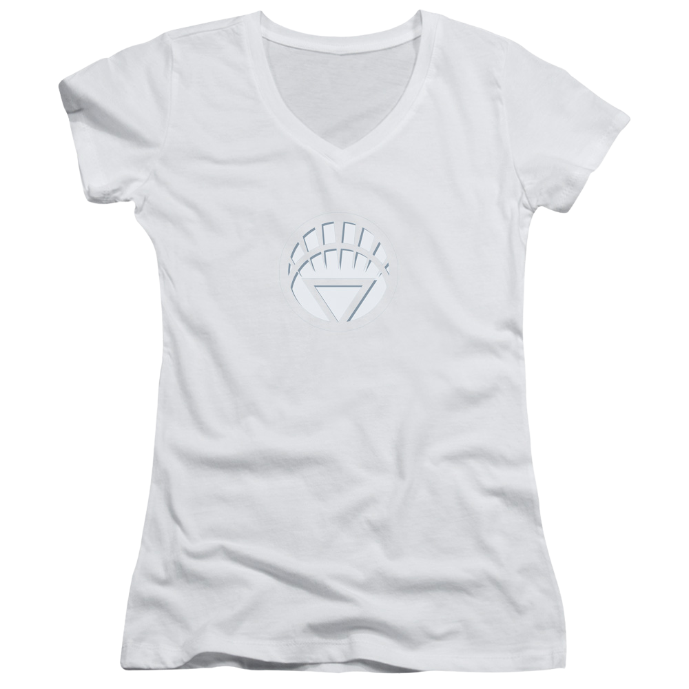 Green Lantern White Lantern Logo - Juniors V-Neck T-Shirt Juniors V-Neck T-Shirt Green Lantern