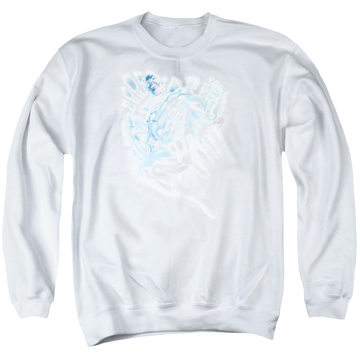 White men's crewneck sweatshirt with Green Lantern White Lantern Sinestro graphic