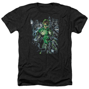 Charcoal men's heather t-shirt with Green Lantern Surrounded By Death graphic
