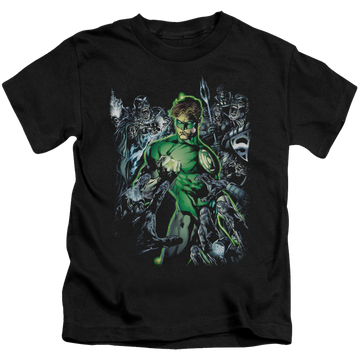 Black kid's t-shirt for ages 4 to 7 with Green Lantern Surrounded By Death graphic