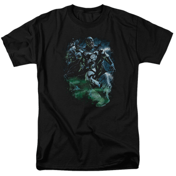 Black men's regular fit t-shirt with Green Lantern Black Lantern Batman graphic