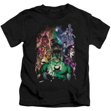 Black kid's t-shirt for ages 4 to 7 with Green Lantern The New Guardians graphic