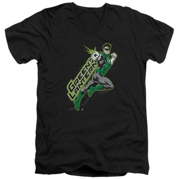 Black men's v-neck t-shirt with Green Lantern Among The Stars graphic