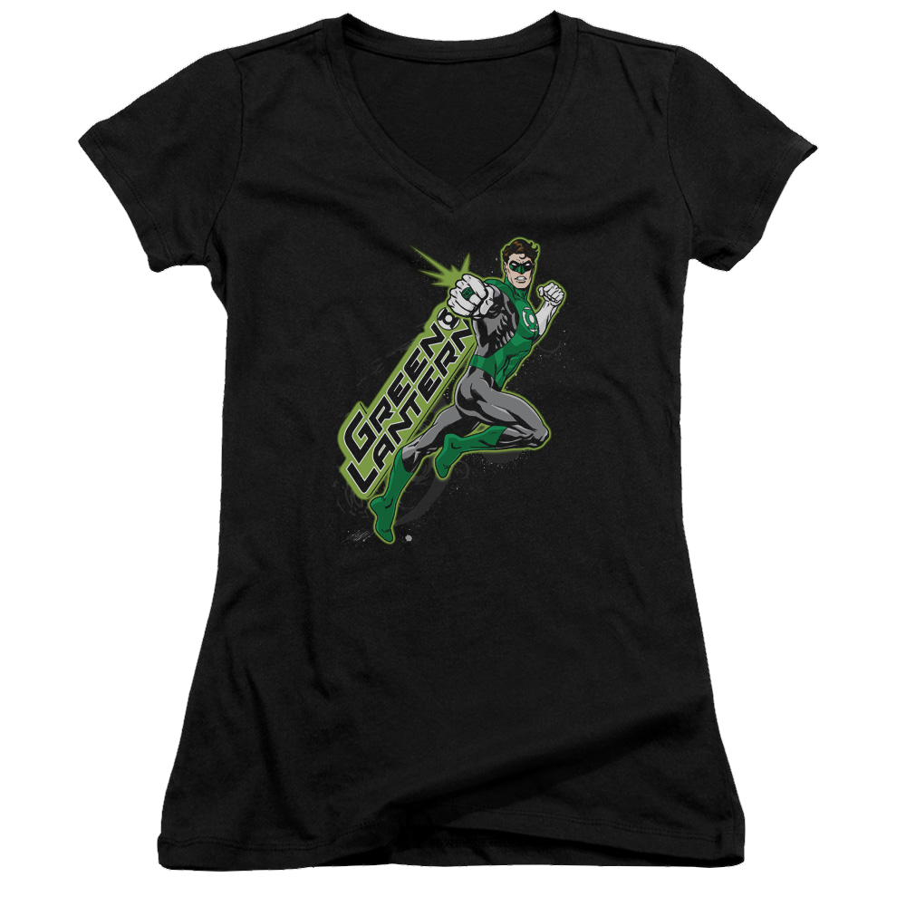 Green Lantern Among The Stars - Juniors V-Neck T-Shirt Juniors V-Neck T-Shirt Green Lantern