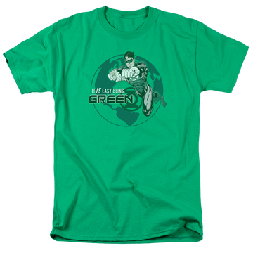 Kelly green men's regular fit t-shirt with Green Lantern Easy Being Green graphic