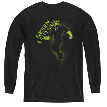 Black youth long sleeve t-shirt with Green Lantern Lantern Darkness graphic