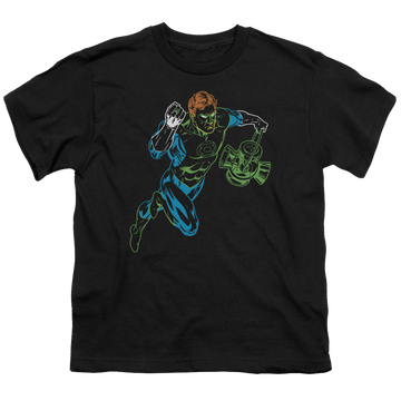 Black kid's t-shirt for ages 4 to 7 with Green Lantern Neon Lantern graphic