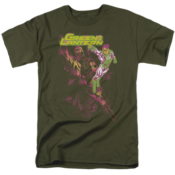 Military green men's regular fit t-shirt with Green Lantern Lantern Spray graphic