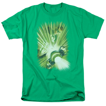 Kelly green men's regular fit t-shirt with Green Lantern Lanterns Light graphic