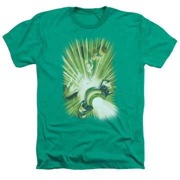 Kelly green men's heather t-shirt with Green Lantern Lanterns Light graphic