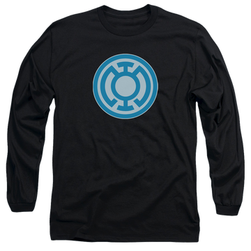 Black men's long sleeve t-shirt with Green Lantern Blue Symbol graphic