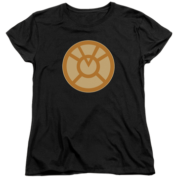 Black women's t-shirt with Green Lantern Orange Symbol graphic