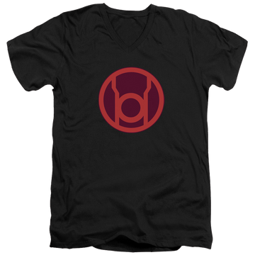 Black men's v-neck t-shirt with Green Lantern Red Symbol graphic