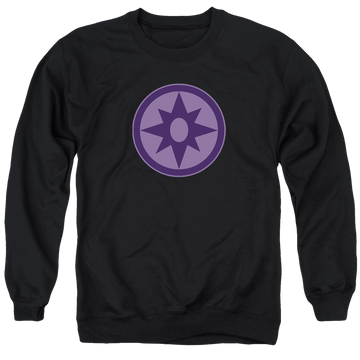 Black men's crewneck sweatshirt with Green Lantern Sapphire Symbol graphic