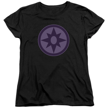 Black women's t-shirt with Green Lantern Sapphire Symbol graphic