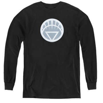 Black youth long sleeve t-shirt with Green Lantern White Symbol graphic