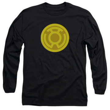 Black men's long sleeve t-shirt with Green Lantern Yellow Symbol graphic
