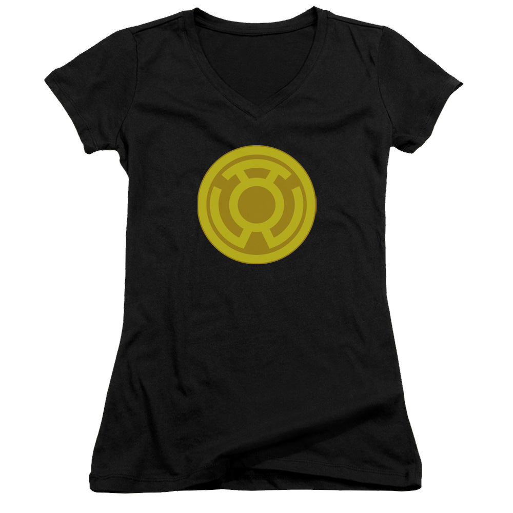 Green Lantern Yellow Symbol - Juniors V-Neck T-Shirt Juniors V-Neck T-Shirt Green Lantern