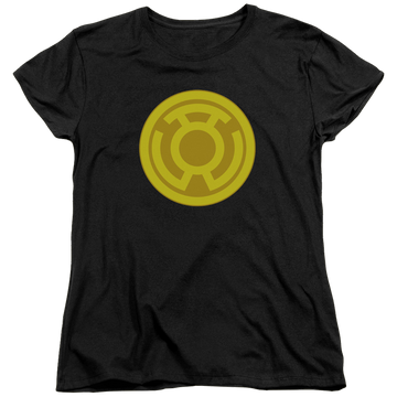 Black women's t-shirt with Green Lantern Yellow Symbol graphic