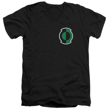 Black men's v-neck t-shirt with Green Lantern Kyle Logo graphic