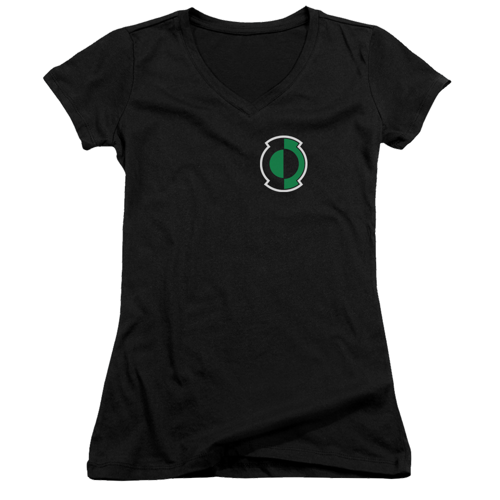 Green Lantern Kyle Logo - Juniors V-Neck T-Shirt Juniors V-Neck T-Shirt Green Lantern