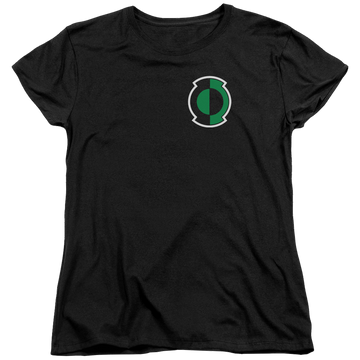 Black women's t-shirt with Green Lantern Kyle Logo graphic