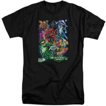 Black men's tall fit t-shirt with Green Lantern Blackest Group graphic