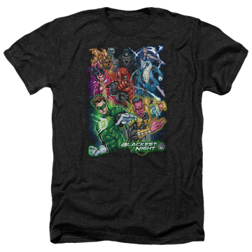 Charcoal men's heather t-shirt with Green Lantern Blackest Group graphic