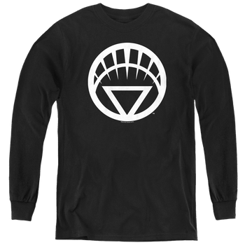 Black youth long sleeve t-shirt with Green Lantern White Emblem graphic