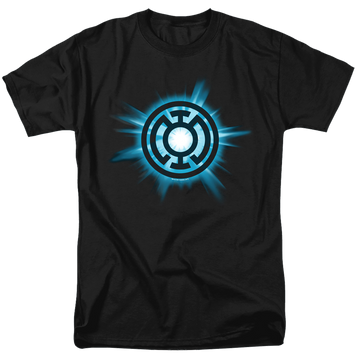 Black men's regular fit t-shirt with Green Lantern Blue Glow graphic