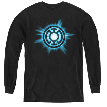 Black youth long sleeve t-shirt with Green Lantern Blue Glow graphic