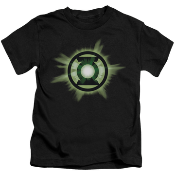 Black kid's t-shirt for ages 4 to 7 with Green Lantern Green Glow graphic