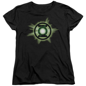 Black women's t-shirt with Green Lantern Green Glow graphic