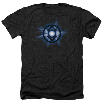 Charcoal men's heather t-shirt with Green Lantern Indigo Glow graphic