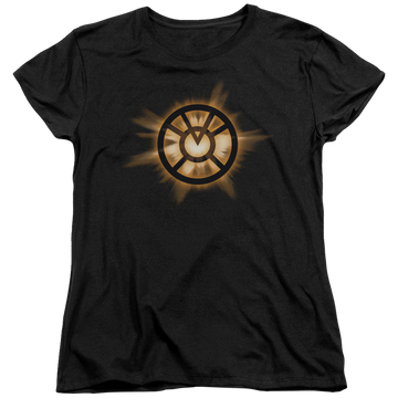 Black women's t-shirt with Green Lantern Orange Glow graphic