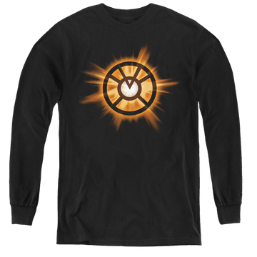 Black youth long sleeve t-shirt with Green Lantern Orange Glow graphic