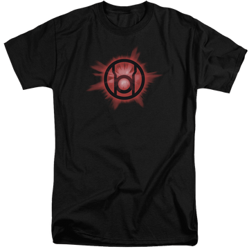 Black men's tall fit t-shirt with Green Lantern Red Glow graphic