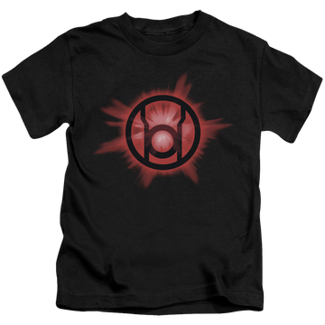 Black kid's t-shirt for ages 4 to 7 with Green Lantern Red Glow graphic