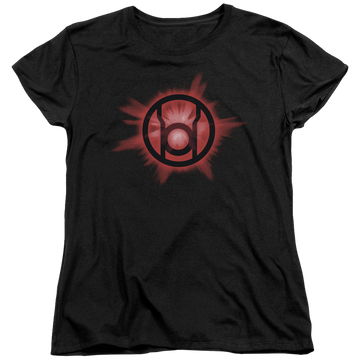 Black women's t-shirt with Green Lantern Red Glow graphic