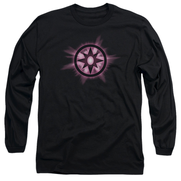 Black men's long sleeve t-shirt with Green Lantern Sapphire Glow graphic