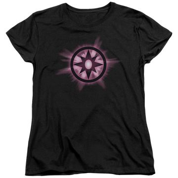 Black women's t-shirt with Green Lantern Sapphire Glow graphic