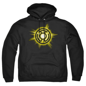 Black pullover hoodie with Green Lantern Yellow Glow graphic
