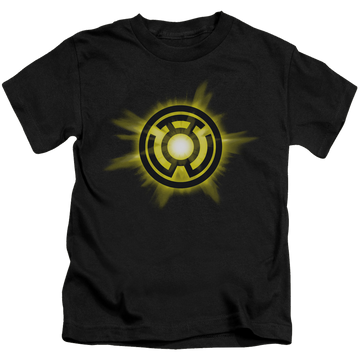 Black kid's t-shirt for ages 4 to 7 with Green Lantern Yellow Glow graphic