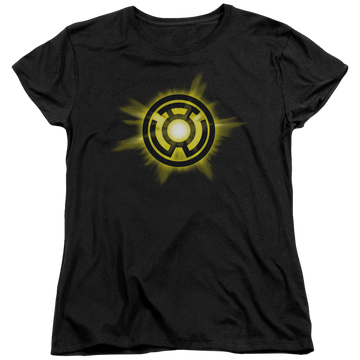 Black women's t-shirt with Green Lantern Yellow Glow graphic