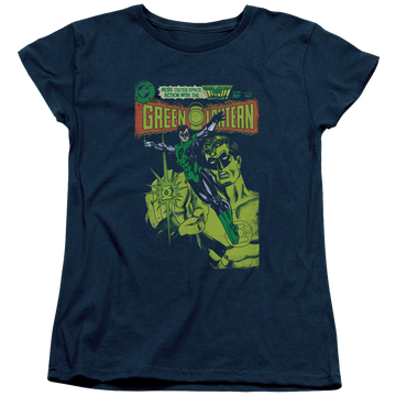 Navy women's t-shirt with Green Lantern Vintage Cover graphic